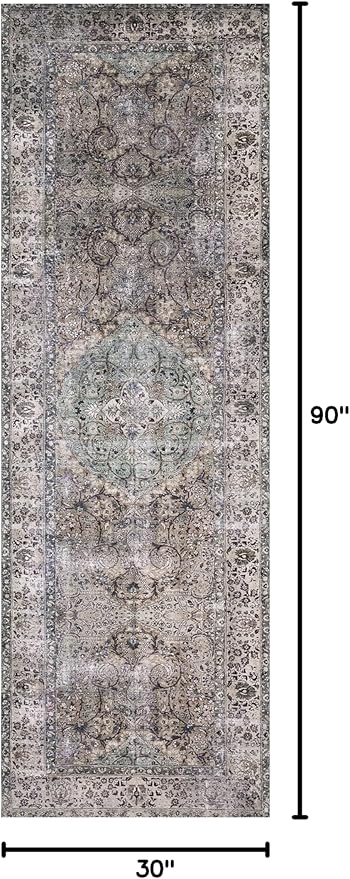 Loloi Layla Collection LAY-06 Taupe/Stone 2'-6" x 7'-6" .13" Thick Runner Rug, Soft, Durable, Vintage Inspired, Distressed, Low Pile, Non-Shedding, Easy Clean, Printed, Living Room Rug-Ruum Studio Home