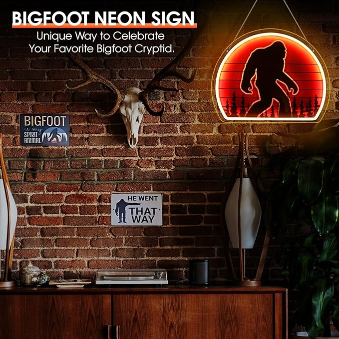 Bigfoot Neon Sign, Bright Dimmable USB Powered Sasquatch Neon Lights Sign and Unique UV Printed Funny Big Foot Sasquatch Gifts for Men Women Adults Kids Bigfoot Lovers Wall Art Decors-Ruum Studio Home