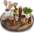 Acacia Wood 18" Lazy Susan Turntable Organizer for Table Top, Farmhouse Large Round Lazy Susan for Cabinet Kitchen Centerpieces Dining Table, for Condiments Charcuterie, Bathroom Vanity Tray Decor-Ruum Studio Home