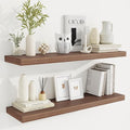 36 Inch Floating Shelves, 9.3 Inch Deep Rustic Wall Shelves - Extra Deeper Wall Mounted Storage Shelves for Bathroom, Kitchen, Living Room (Walnut, Set of 2)-Ruum Studio Home