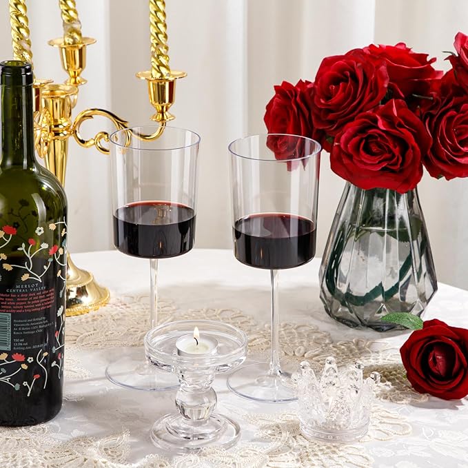 Ciaell 12 Pack Clear Plastic Wine Glasses - 14Oz Plastic Wine Glasses with Stem - Disposable Stemmed Wine Glass for Parties & Weddings & Outdoor-Ruum Studio Home