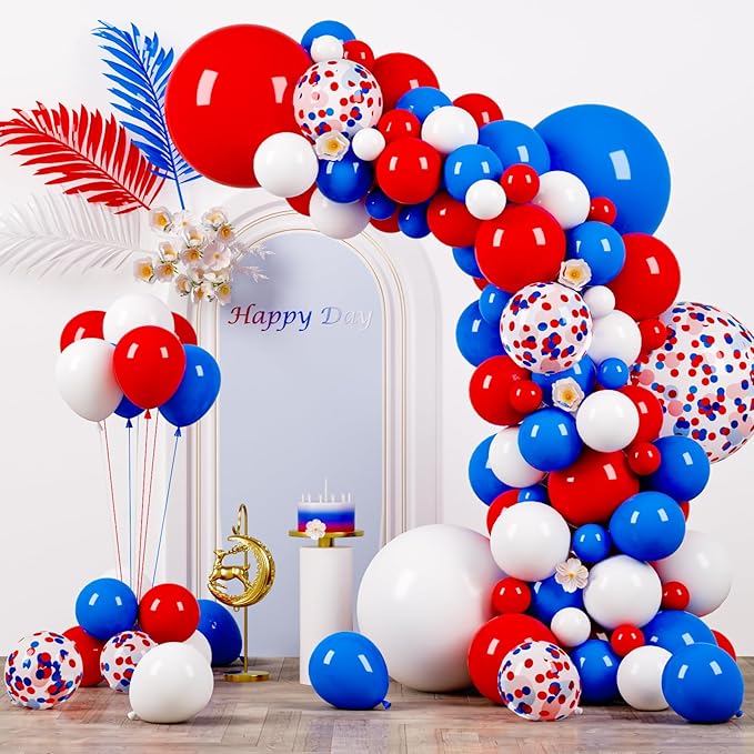 130pcs Red White Blue Balloons Different Sizes 18" 12" 10" 5" Party Latex Balloons for Birthday Graduation 4th of July Independence Day Anniversary New Year Holiday Party Decorations-Ruum Studio Home