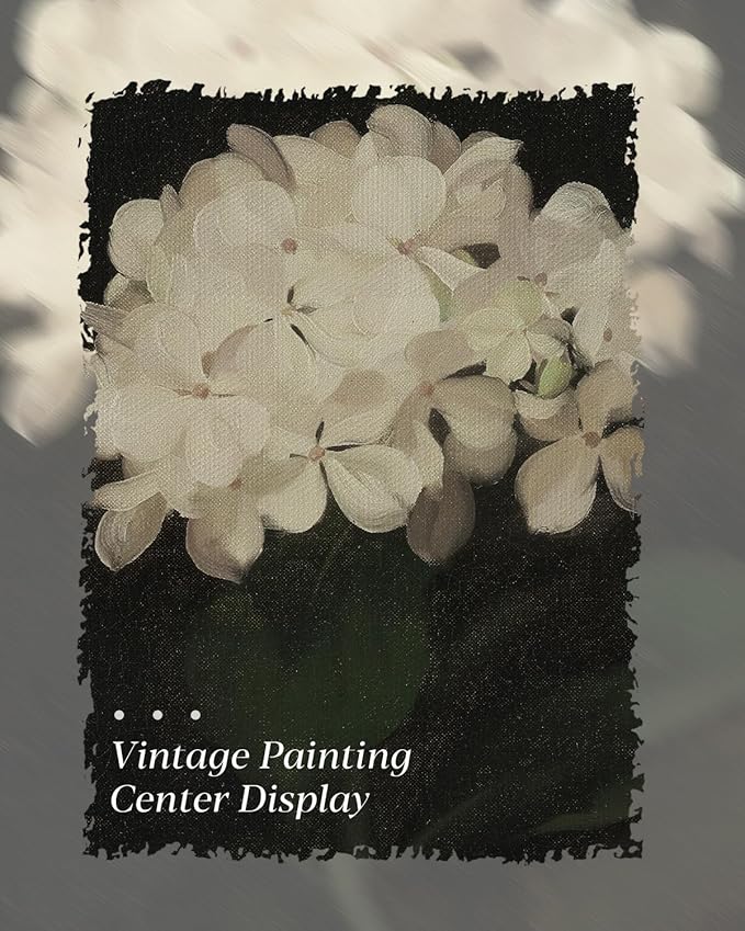 HUARCEY Gold Framed Vintage Wall Art for Living Room, Flowers Painting Canvas Prints Shelf Decor for Kitchen, Aesthetic Bedroom Wall Art, Christmas Gifts for Friends Family (White Hydrangea 16"x24")-Ruum Studio Home