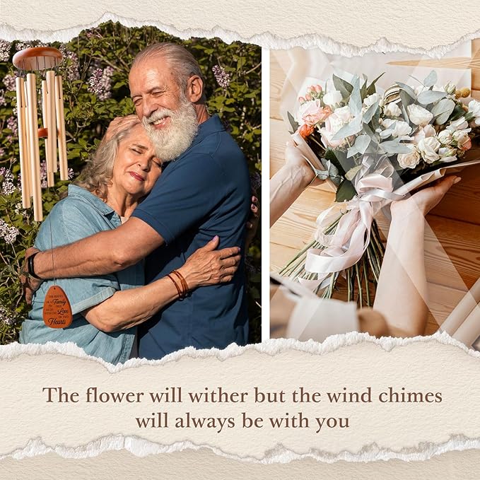 60th Wedding Anniversary Wind Chime, Happy 60th Anniversary Romantic Gifts for Couple, Parents, Wife, Husband, Friends, Diamond Anniversary's Keepsake Gifts Ideas-Large 36''-Ruum Studio Home