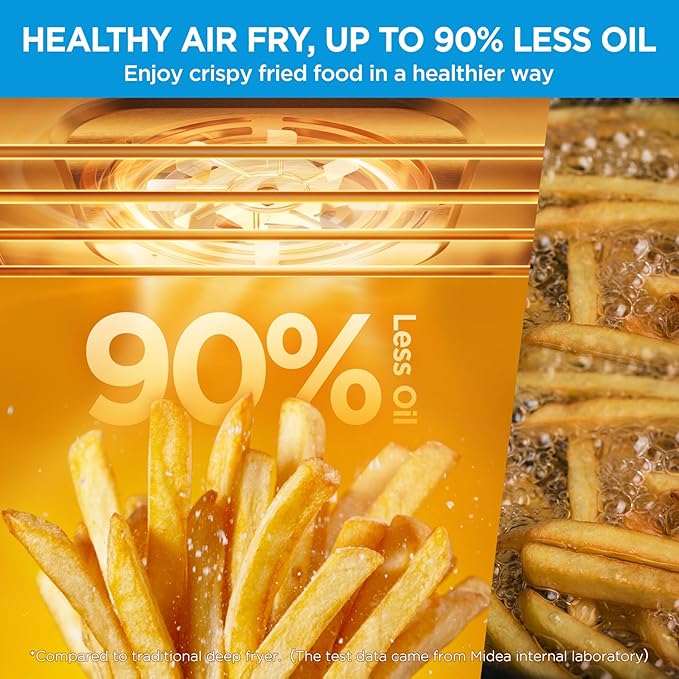 Midea Flexify French Door Toaster Oven Air Fryer Combo, 26.4 QT, Extra Large Air Fryer Countertop Oven 10-in-1 Combo, 25% Faster Cooking and 90% Less Oil, Stainless Steel-Ruum Studio Home