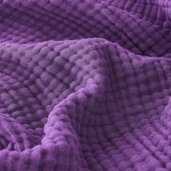 EMME Cotton Muslin Throw Blanket Couch Breathable Gauze Blanket Soft Lightweight Blankets Adults (Purple, 50"x60")-Ruum Studio Home