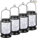 Mlambert Cool White 4 Pack Solar Hanging Mason Jar Lights with Stakes, Waterproof Decorative 30 LEDs Outdoor Solar Lantern Lamp Patio Garden Tree Yard-Ruum Studio Home