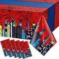 Oudain 5 Pcs Spider Tablecloth 108 x 54 in Red and Blue Plastic Disposable Table Covers City Web Theme Birthday Party Decorations Large Table Cloths for Party Indoor Outdoor (Classic)-Ruum Studio Home