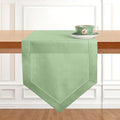 D'Moksha Homes Sage Green Linen Table Runner 120 Inches Long - 100% Pure Linen Diamond Table Runner 14 x 120 Inch for Dining, Fall and Halloween - Machine Washable-Ruum Studio Home