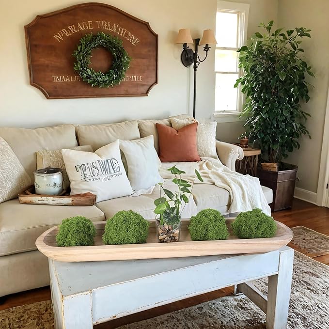 Athaliah Wooden Dough Bowl, 30 Inch Hand Carved Rustic Long Wood Dough Bowls for Decor, Vintage Decorative dough bowl for Table Centerpiece (30 Inch-Brown)-Ruum Studio Home