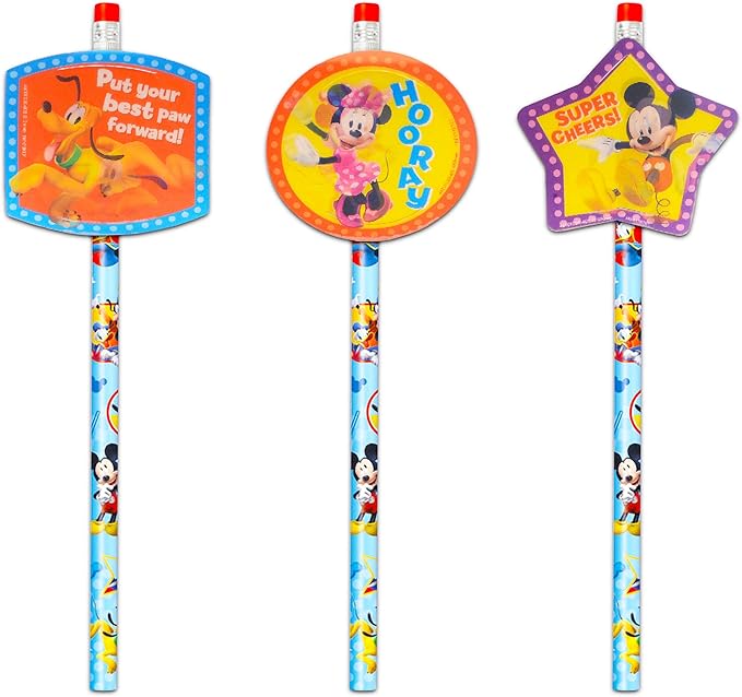 Minnie Mouse Water Bottle Set for Kids – Bundle with 3 Minnie Mouse Drinking Bottles, Disney Pencil Toppers, and More | Classic Minnie Drinking Cups