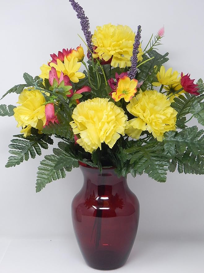 Floral Supply Online - 8" Rose Vase and Flower Guide Booklet - Decorative Glass Flower Vase for Floral Arrangements, Weddings, Home Decor or Office. (Red)-Ruum Studio Home