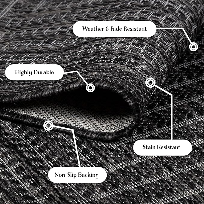 Adiva Rugs Outdoor Indoor Area Rug, Weather Resistant, Easy to Clean, Stain Resistant Floor Mat for Dining Room, Backyard, Deck, Patio (Pebble Weiss, 2' x 3')-Ruum Studio Home