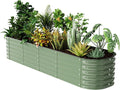 Raised Garden Bed Kit 8×2×1.4 FT Magnesium-Aluminum-Zinc Stainless Steel Metal Planter Box for Planting Outdoor Plants Vegetables（Light Green）-Ruum Studio Home