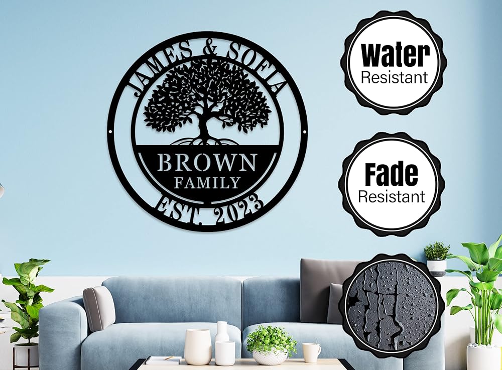 Custom Tree of Life with Roots Family Name Sign, Personalized Metal Sign-Ruum Studio Home