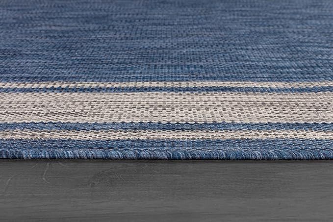 Beverly Rug Large Outdoor Rug 9x12 Modern Bordered Area Rugs for Indoor and Outdoor Patio Deck Porch Garden Waterproof Weather Sun Resistant Washable Outside Carpet (9 x 12 Navy)-Ruum Studio Home