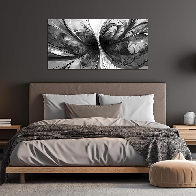 Black and White Pictures for Wall Abstract Art Wall Decor for Living Room Bedroom Office Wall Art 24 x 48 Inch-Ruum Studio Home