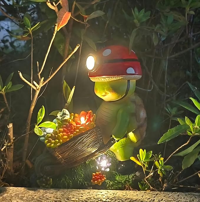 SunGlee Solar Light Turtle Outdoor Garden, Turtle Solar Light for Outdoors Yard Patio Decor 4 LED Sun Powered Outsides Turtles Decor Light Up Garden Statue Gardening Gift for Women Mother Decoration-Ruum Studio Home