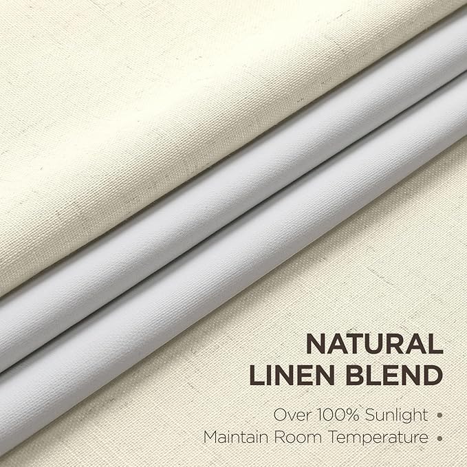 Joydeco Pleated Curtains for Living Room Bedroom, Linen Drapes 90 inch Length 2 Panels Set, Blackout Thermal Insulated Curtain(Linen,40'' Wx90'' L)-Ruum Studio Home