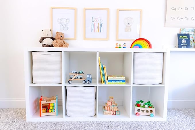 NaturalCozy 13x15x13 Kallax Storage Cubes, 3 Pack | Cotton Rope Cube Storage Bins Woven Baskets for Organizing | Kallax Insert Baskets for Shelves Organizer, Kids Toy, Pantry, Closet, Baby Nursery-Ruum Studio Home