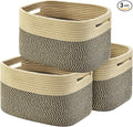 Storage Basket,Woven Baskets for Storage,Cotton Rope Baskets for Organizing,book,towel Basket,Toy Basket or Storage Bins - 3 Pack,Black and Brown-Ruum Studio Home