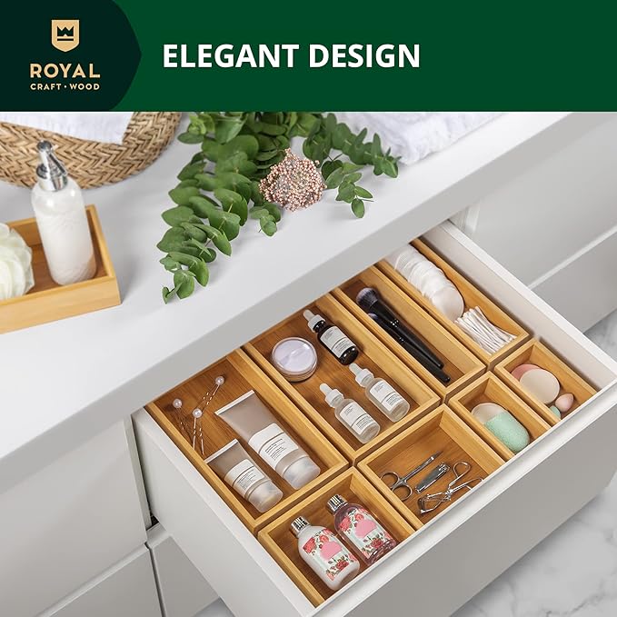 ROYAL CRAFT WOOD Bamboo Jewelry Organizer Box & Chests Set - Versatile Storage Solution for Makeup, Jewelry, and Bathroom Essentials (8 Boxes)-Ruum Studio Home