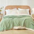 EMME Cotton Blanket Queen Size for Bed Soft Large Muslin Bed Blankets 90"x90" Lightweight Breathable Blanket Bedspread All Season Gauze, Sage Green-Ruum Studio Home