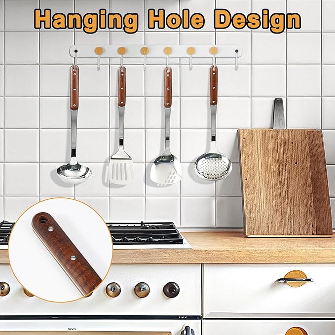 FJNATINH Stainless Steel Wok Spatula,Slotted Spatulas,Ladle,Skimmer Ladle Tool Set,Mirror Polished Cooking Utensils Kitchen Cookware, Pack of 4,Sliver-Ruum Studio Home