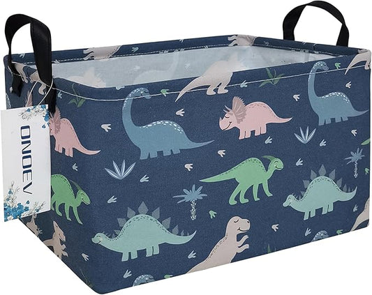 Rectangular waterproof laundry basket,foldable storage basket,laundry Hampers with handle,gift basket,suitable for children's room and toy storage (Blue Dinosaur)-Ruum Studio Home