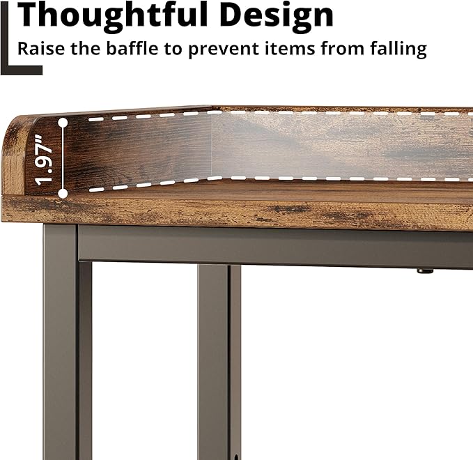 IRONCK Console Table, Sofa Table with Power Outlet, Farmhouse Hallway Table for Entryway, Living Room, Height Adjustable, Easy Assembly, Rustic Brown, 43"-Ruum Studio Home