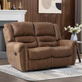CANMOV Faux Leather Manual Loveseat Recliner, 2 Seat Reclining Chair, Overstuffed Comfortable Arms and Back Recliner Chair, Couch Set for Living Room, Bedroom Furniture, Office,Nut Brown-Ruum Studio Home