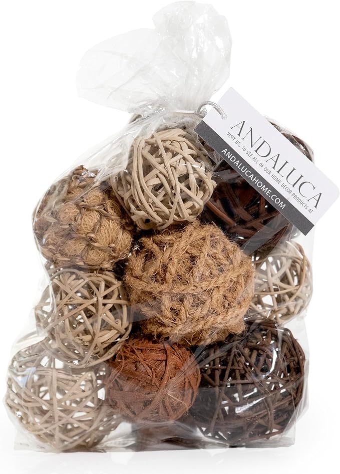 ANDALUCA Decorative Balls Bag Bowl Filler Home Decor (Rattan)-Ruum Studio Home
