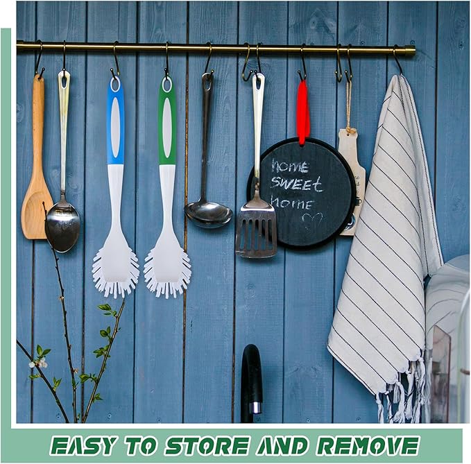 Hsei 20 Pcs Blue and Green Kitchen Scrub Dish Brush Bulk with 11 Inch Anti Slip Handle Cleaning Dish Scrubber with Stiff Bristles Washing Scrub Brushes for Housekeeping for Pots and Pans, Kitchen Sink-Ruum Studio Home