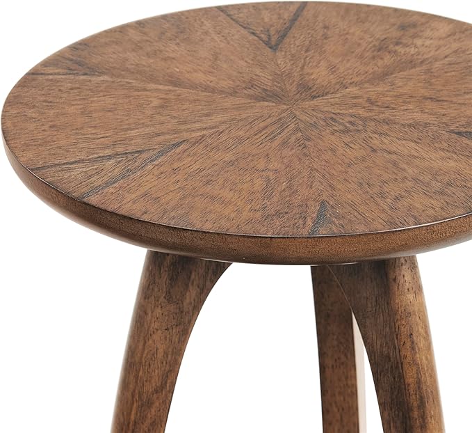 Martin Svensson Home Round Wood Nutmeg Brown Living Room End Side Accent Table Nightstand with Storage Shelf-Ruum Studio Home