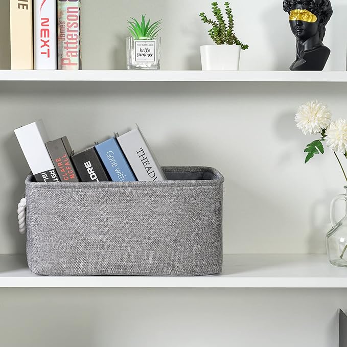 TheWarmHome Storage Bins - Medium 3 Pack Storage Baskets for Organizing Shelves | Fabric Storage Cubes Organizer for Linen Closet Nursery Home Decor Grey-Ruum Studio Home