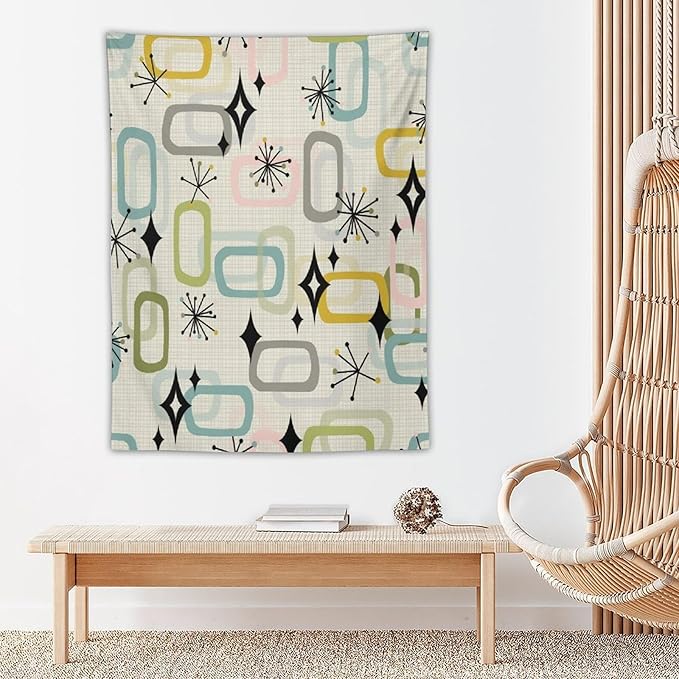 ICMOLYYENLO Boho Medieval Cat Tapestry, Abstract Atomic Starburst Geometric Aesthetic Art Wall Hanging For Bedroom Living Room Dormitory 60x80 Inches-Ruum Studio Home