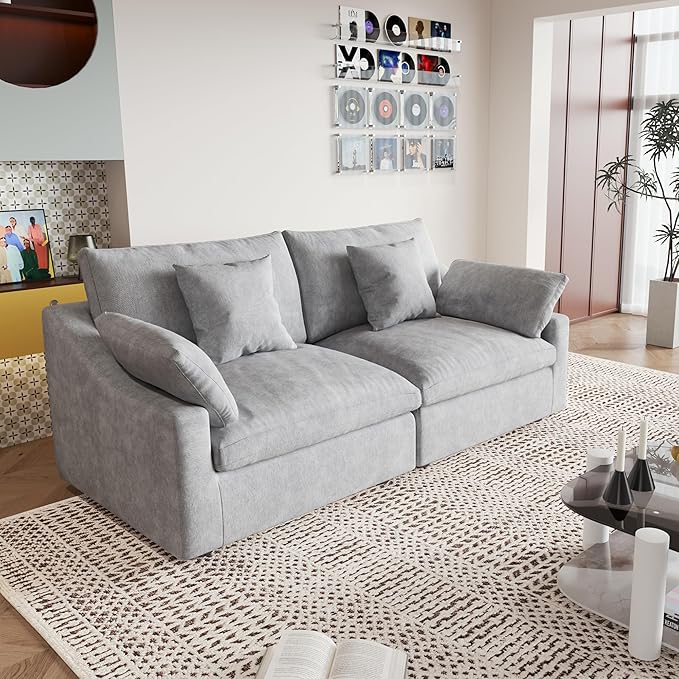 JACH Cloud Sectional Couches for Living Room, Modern Convertible Modular Couch, Love Seat Sofas, Sofa Covers Removable, Comfy Sectional Couch for Living Room, Apartment (Light Grey)-Ruum Studio Home