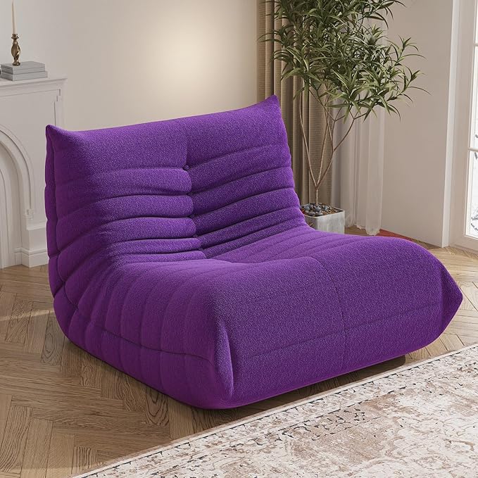Bean Bag Chair, Fireside Chair Bean Bag Sofa Large Bean Bag Chair for Adults, Bean Bag Chairs for Teens with High Density Comfortable Foam, Memory Foam Bean Bag for Living Room, Bedroom (Purple)-Ruum Studio Home