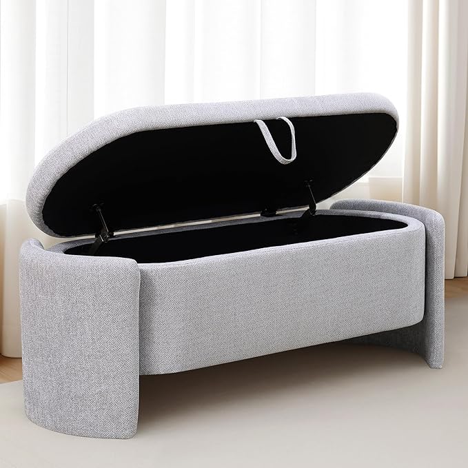 Ottoman Rectangular Storage Ottoman Bench, Footrest Stool Footstool with Lid for Living Room, Bedroom, Entryway, Brown, 47"x17"x18"-Ruum Studio Home