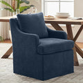 VKNOW Upholstered Dining Chairs, Modern Kitchen Chairs Dinner Chairs with 4 Casters, Linen Armchair for Bedroom Reading Room Living Room, Navy-Ruum Studio Home