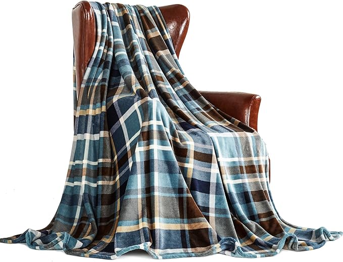 MERRYLIFE Throw Blanket Plaid Sherpa | Ultra-Plush Soft Colorful Oversized | Decorative Couch Travel Blanket | Large Size(60" 90", Greenland)-Ruum Studio Home