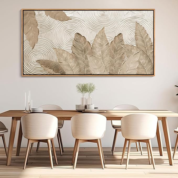 Minimalist & Modern Art for Bedroom Decor Framed Abstract Artwork for Walls Neutral & Contemporary Beige Wall art - Artwork for Living Room and Boho Style Large Abstract Wall Art 29×58IN-Ruum Studio Home