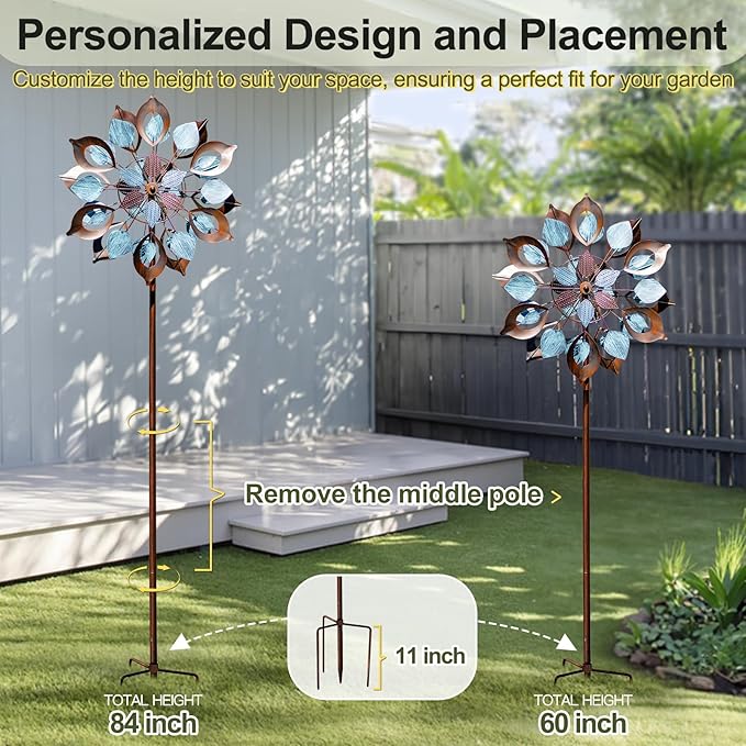 Wind Spinners Outdoor for Yard and Garden, Metal Large Wind Spinner & Sculptures 84 Inch, Garden Spinner Windmills for Yard Decor Gifts for Family Friends-Ruum Studio Home