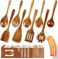 SPATUAMZ Wooden Kitchen Utensils Set, Smooth Finished Wooden Spoons for Cooking, Natural Teak Cooking Utensils Set of 9 for Nonstick Pans and Cookware-Ruum Studio Home