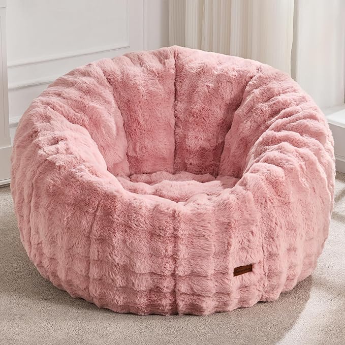 Hobestluk Bean Bag Chair Oversized Bean Bag Chair for Adults Donut-Shaped Large Bean Bag with Spacious Design for Living Room Bedroom or Reading Nook (Bubble Pink)-Ruum Studio Home