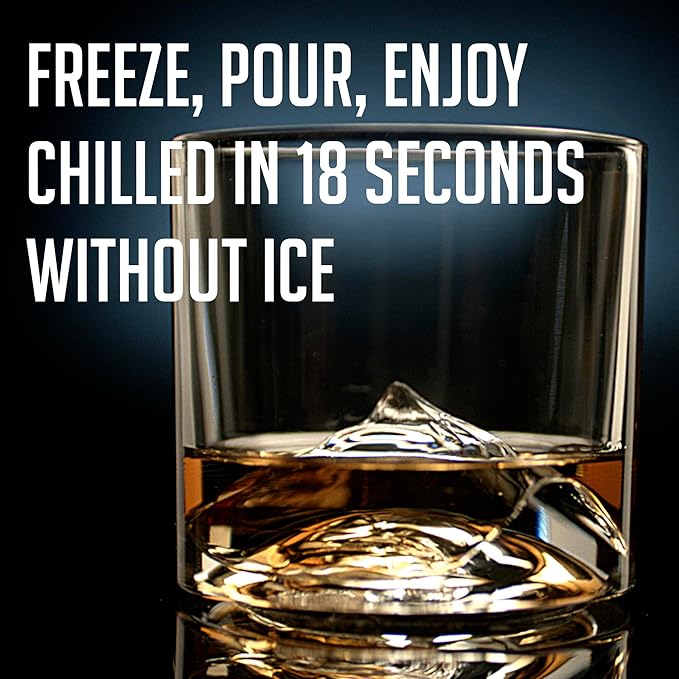 Mount Everest Heavy Crystal Whiskey Glasses Gift Set of 2, Thick Freezable Bourbon Glass 1lb Each, Premium Whiskey Gifts for Men, Frozen Crystal Chills Cocktails, 10 oz-Ruum Studio Home