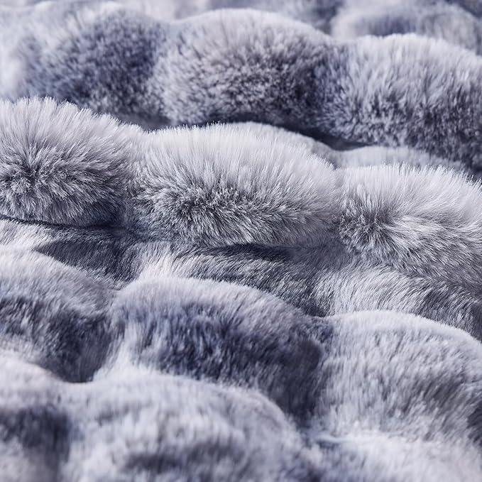 BENVWE Fluffy Faux Fur Throw Blanket for Couch - Soft, Plush, Thick, Cozy, Fuzzy Luxury Minky Bubble Blanket for Home Living Room Decor, Gifts for Women, Tie-dye Light Grey, 51" x 63", 1100GSM-Ruum Studio Home