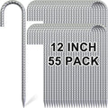 Rebar Stakes 12 Inch, 55 Pack Galvanized Metal Tent Stakes Heavy Duty Ground Stakes, J Hook Steel Fence Stakes for Ground, Outdoor Decoration, Wire Fencing, Gardening-Ruum Studio Home