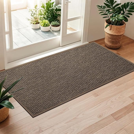 LEKEEPGO Door Mat 24"x47", Non Slip Door Mat Indoor Entrance, Rubber Backing Front Indoor Door mat Washable Absorbent Low-Profile Entryway Entry Resist Dirt Inside Door Mats, Brown-Ruum Studio Home