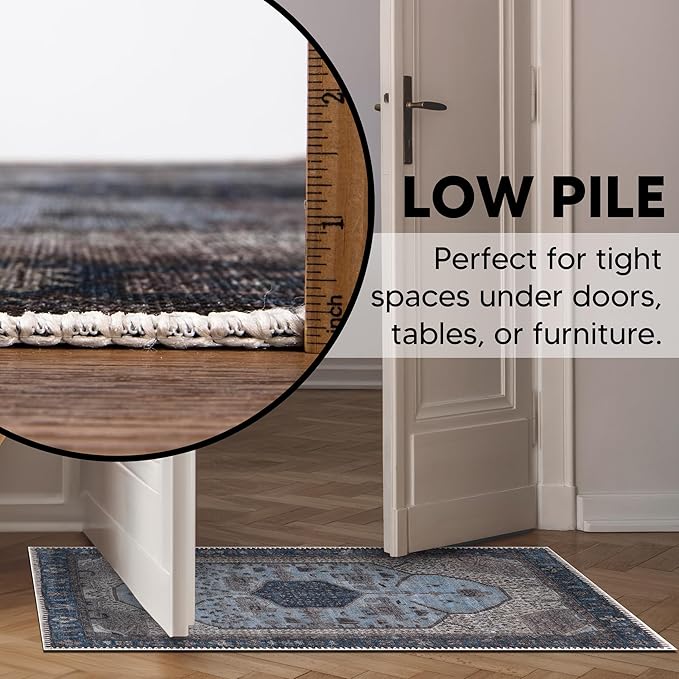 Keen Home Design 2x3 Rug - Machine Washable Entry Rug with Non-Slip Backing, Ideal for Enteryway, Kitchen, Bathroom, Laundry Room - Vintage, Easy Clean, Durable, Low Pile Rug - (2' x 3')-Ruum Studio Home